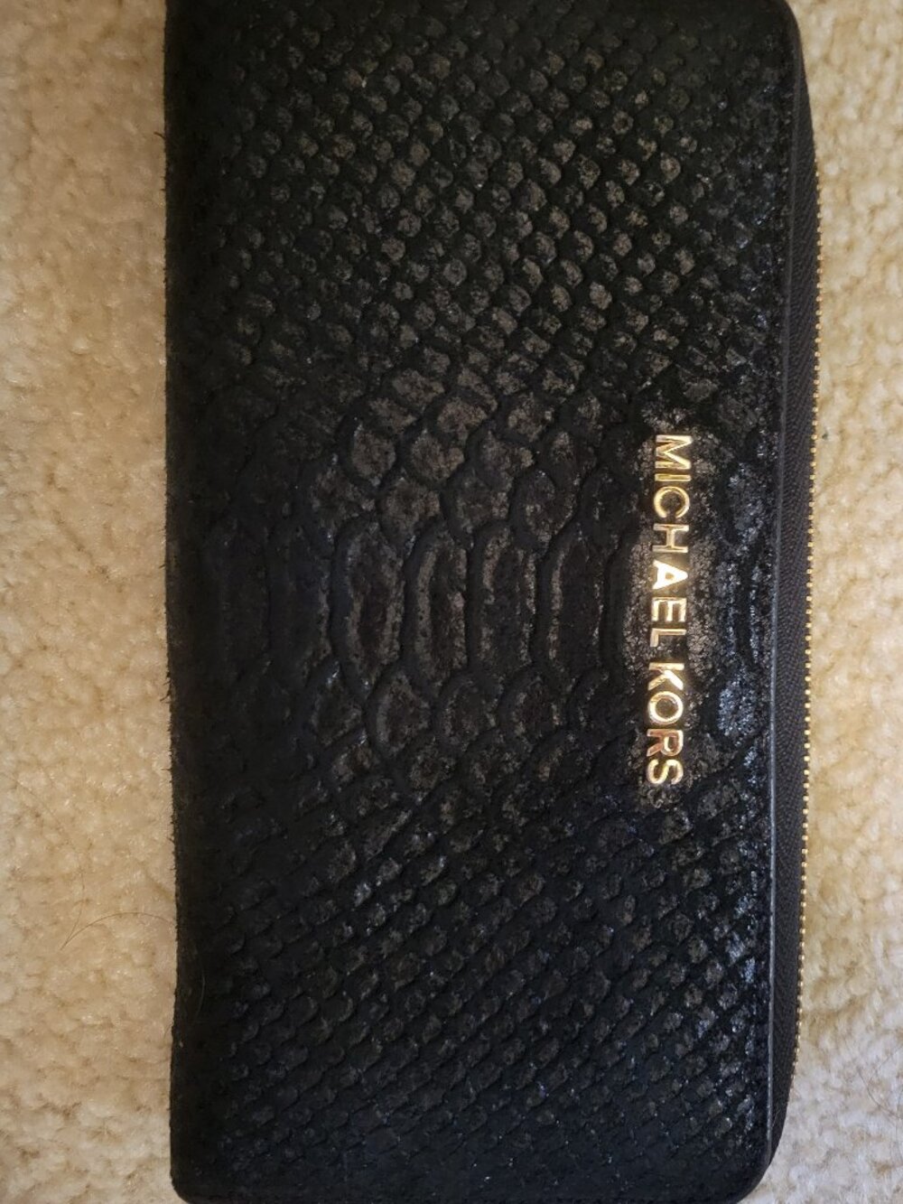 Michael Kors Faux Snakeskin Wallet Black